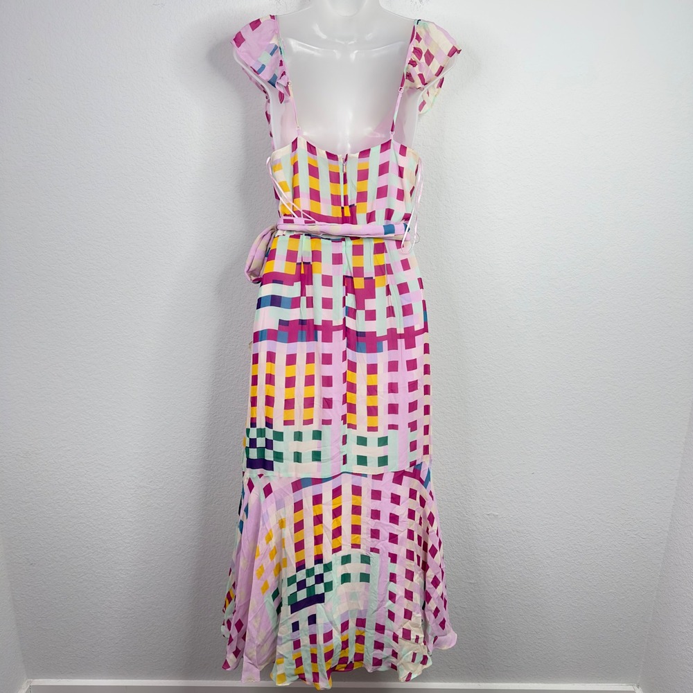 La Maison Talulah Dress Womens S‎ Pink Checkered Ruffle Chiffon Romantic Fairy - Picture 2 of 6